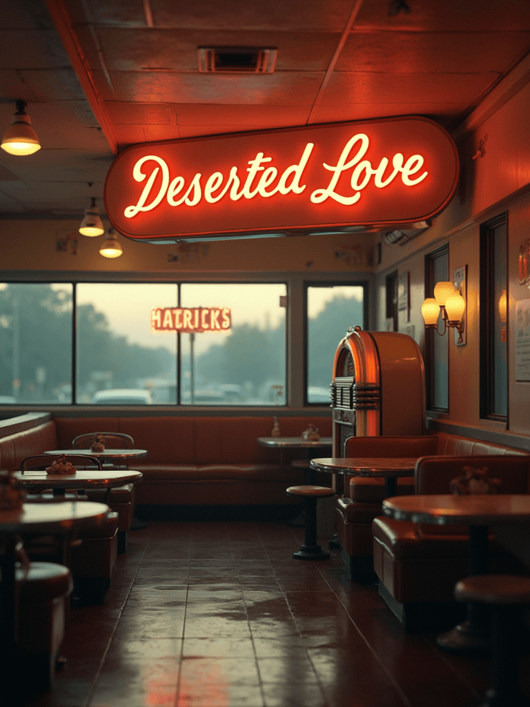 'Deserted Love' movie poster vintage diner at dawn